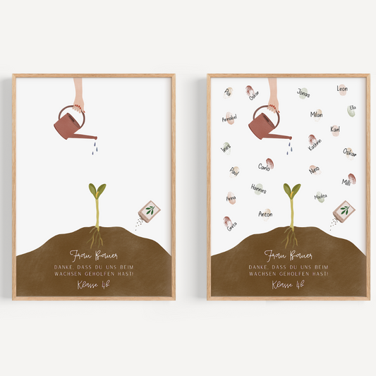 Abschiedsgeschenk Lehrer Wachsen - Fingerabdruck Poster Erzieherin Grow