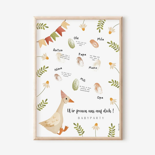 Babyparty Gästebuch Gans - Fingerabdruck Gästebuch